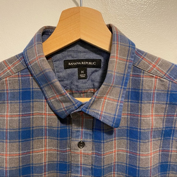 Banana Republic Plaid Long Sleeve Button Up Med Weight Shirt Men Small (Tag Med) - Picture 1 of 9